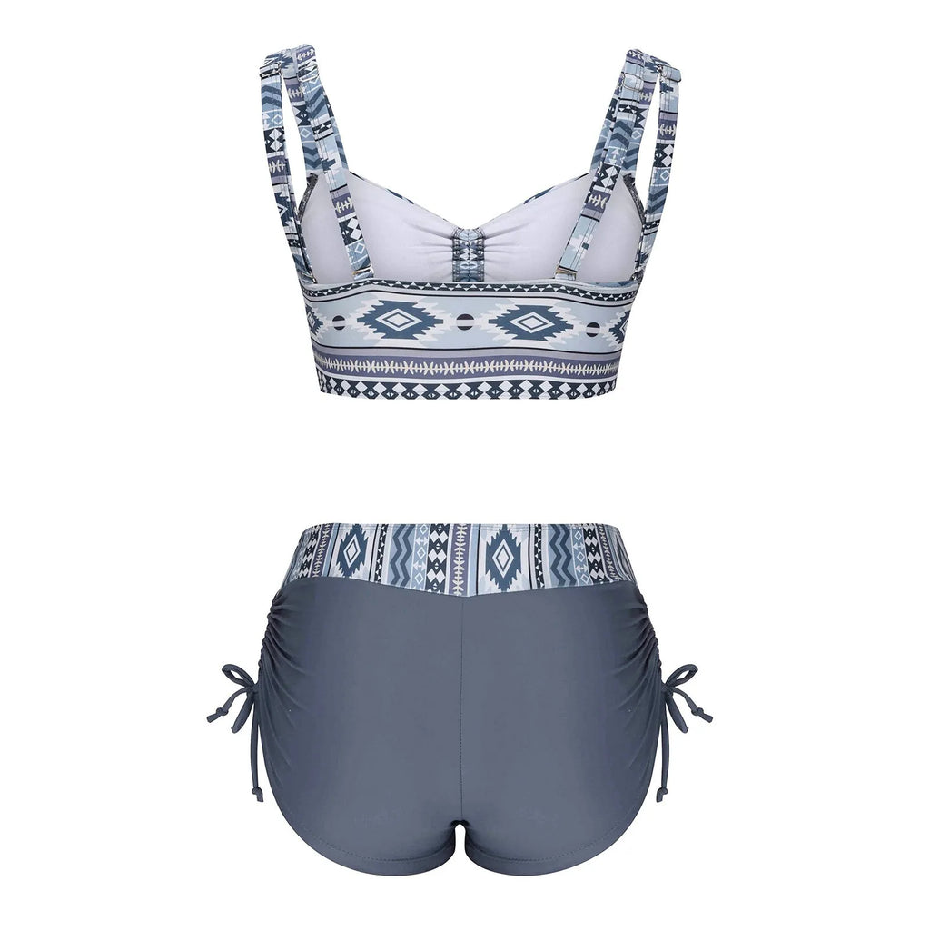 Women's split bikini swimsuit without steel belt chest pad in picture colour