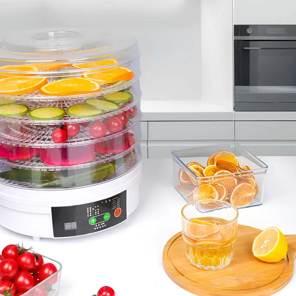 Five-layer household food dehydrator with removable drying trays and UK plug
