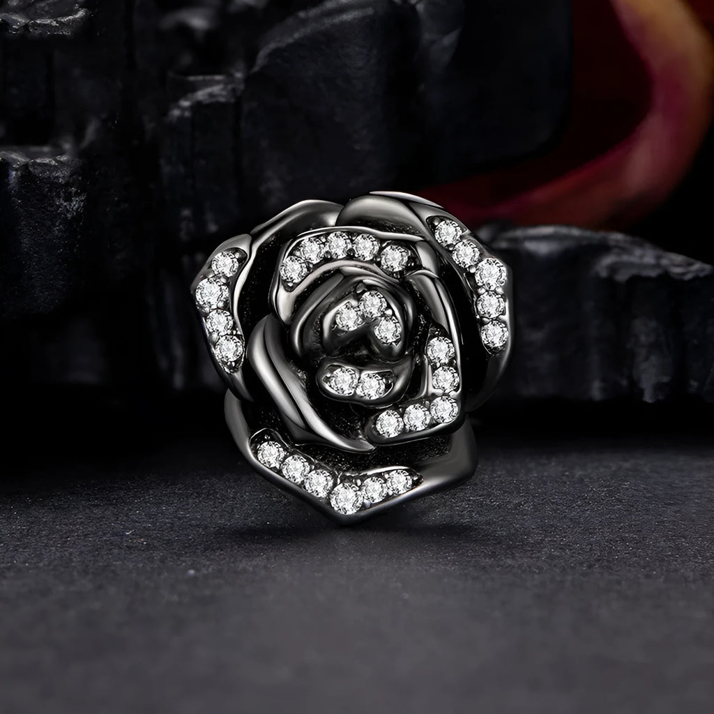Set of S925 sterling silver spacer beads with rose motif, 1.2cm height and width, dark SCC3199 colour