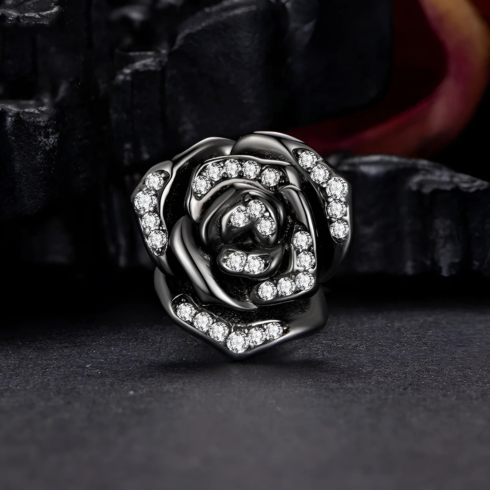 Set of S925 sterling silver spacer beads with rose motif, 1.2cm height and width, dark SCC3199 colour