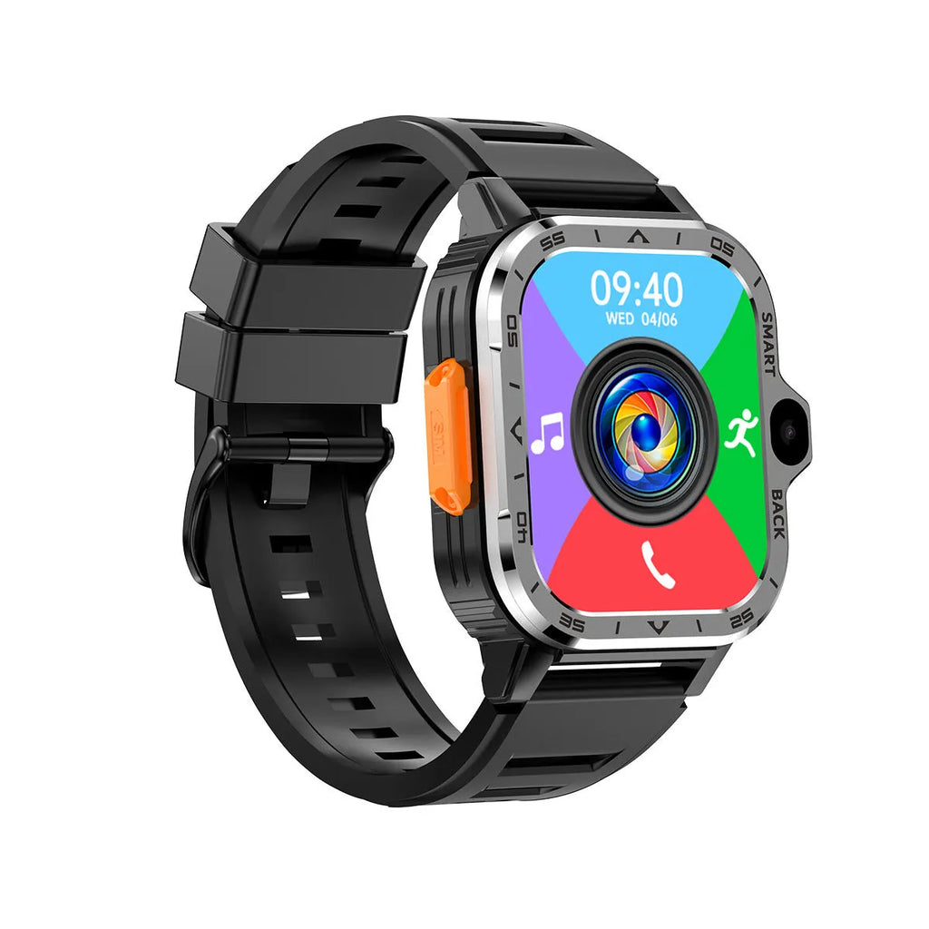 Black or Silver student smart watch with touch screen, showing Bluetooth calling and heart rate monitoring functions.
