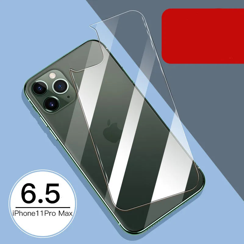 Tempered glass screen and rear protector for Apple iPhone models.