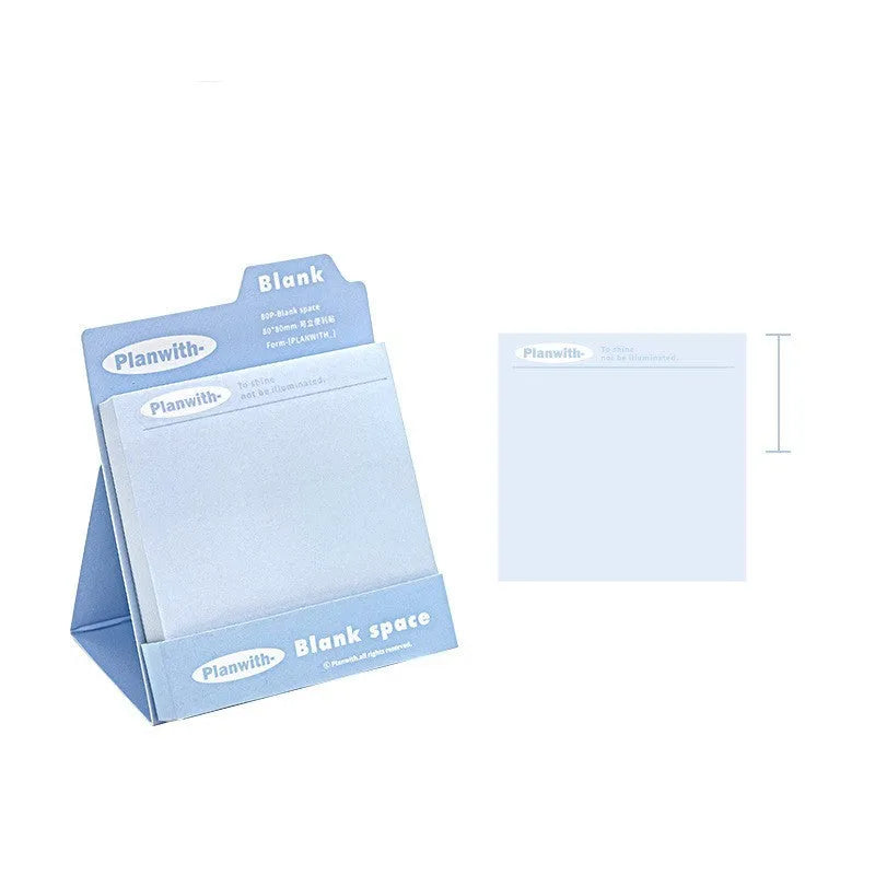 Portable standing Post-it notes in green blank, purple line, blue blank, and gray line colours