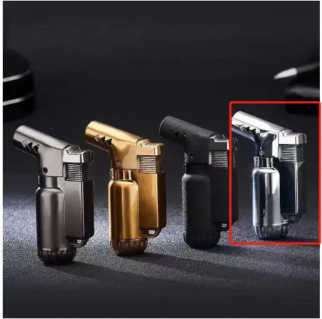 HB805-1 metal windproof lighter in black gold gray silver colours with elbow straight punching design