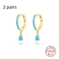 S925 sterling silver geometric water drop earrings in gold or silver tone with crystal/diamond accents.