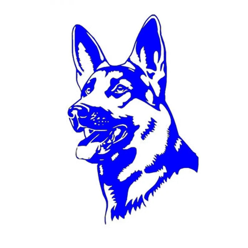 Reflective Alsace Shepherd dog vinyl car bumper sticker in 13x8 cm size.