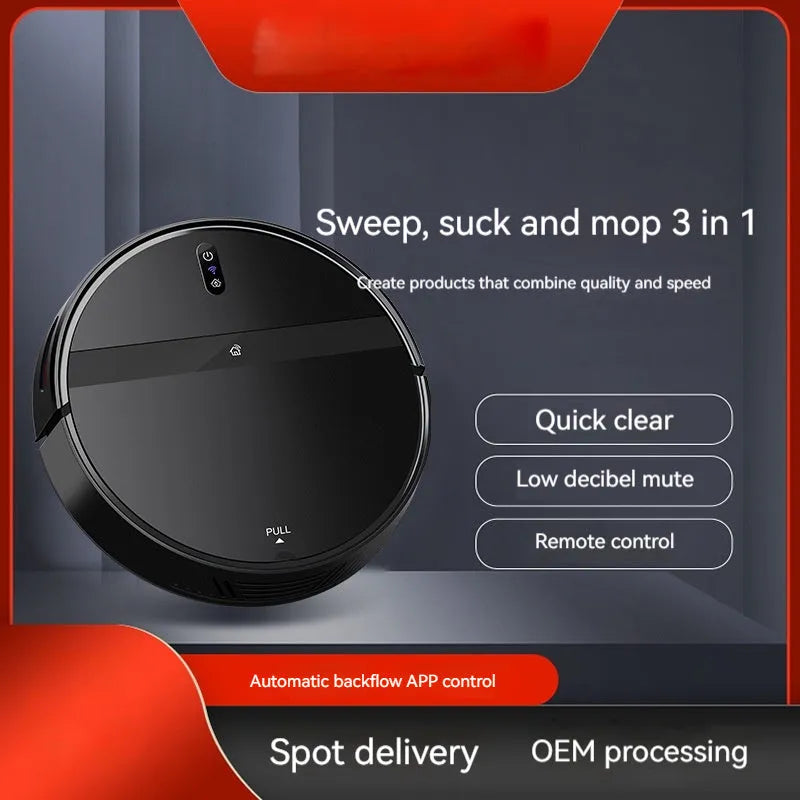 Automatic intelligent household sweeping robot in black with 600ml capacity and 320x320x78mm dimensions