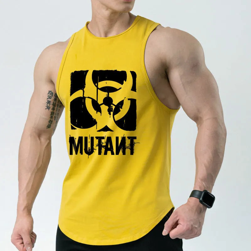Loose fit sleeveless polyester training vest for gym workouts, shown in a colour option.