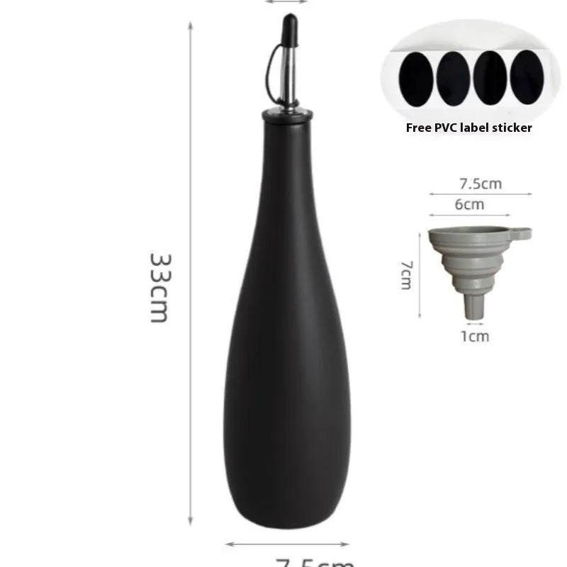 Ceramic kitchen oil pot with removable funnel and integrated brush holder in three colour options
