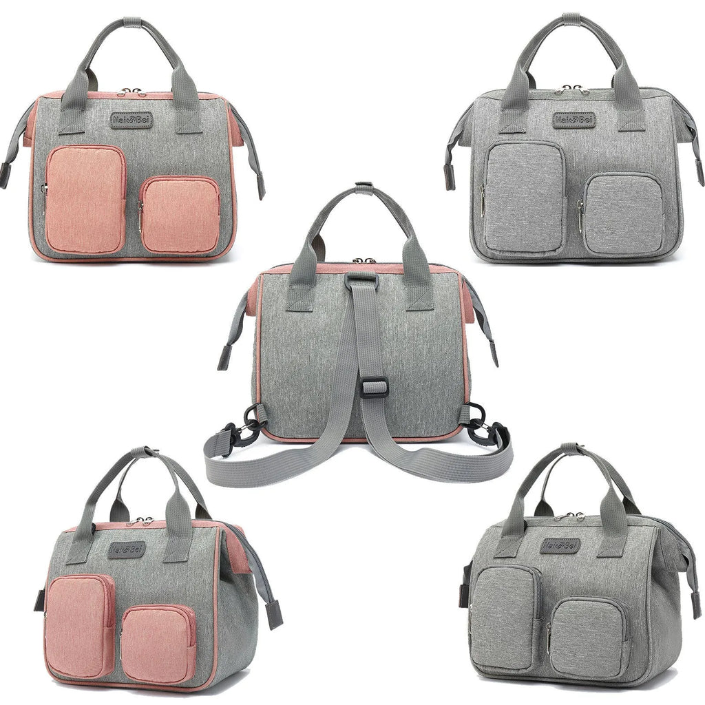 Women's large waterproof handbag with Oxford cloth construction and organisational compartments in grey colour