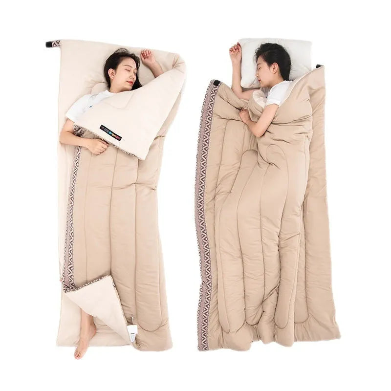 Four seasons outdoor camping sleeping bag in three colours with storage bag