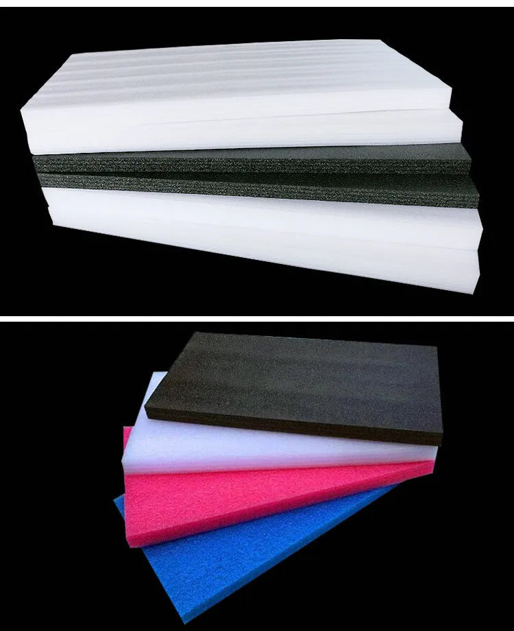 Large white rectangular EPE pearl cotton foam board showing its thickness and smooth surface