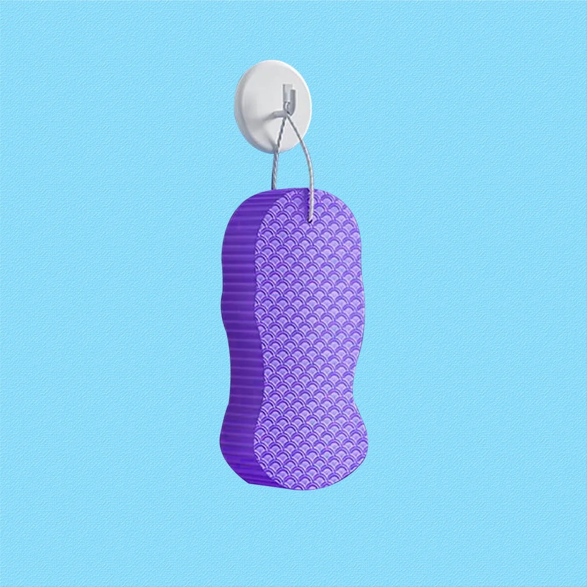 3D fish scale pattern bath sponge exfoliator in multiple colour options including white, grey, pink and light blue
