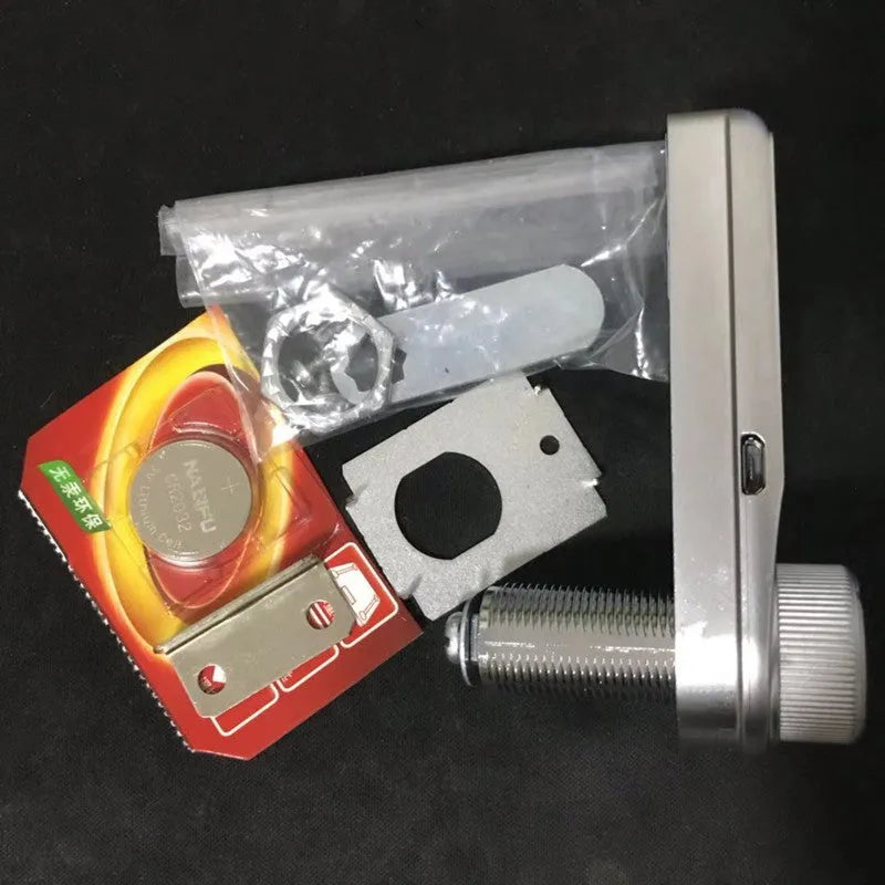 Home electronic cabinet lock in silver metal finish with screw mechanism and lock body, suitable for wooden and metal cabinets
