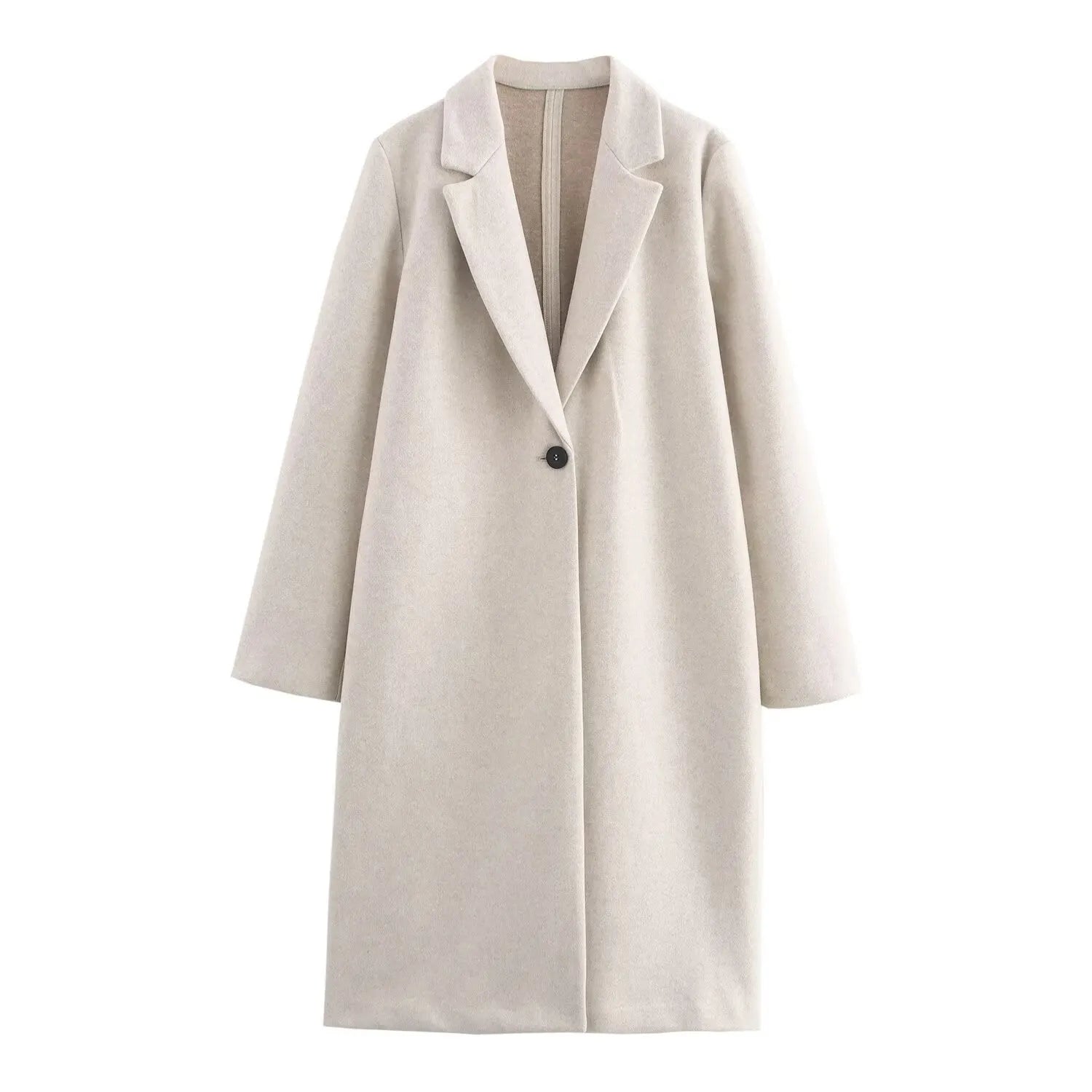 Women's solid colour polyester jacket in khaki, regular fit, long sleeves, street fashion style.