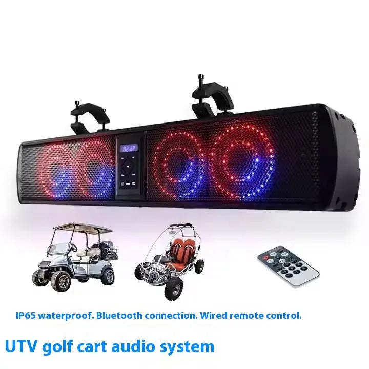 Bluetooth audio speaker belt for golf carts and ATVs showing three size options