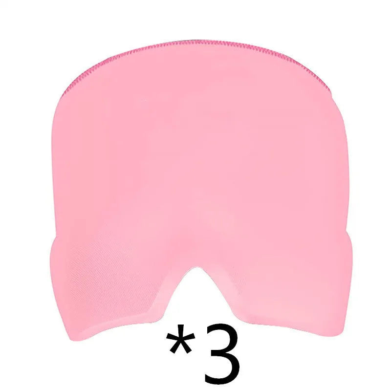 Black elastic cloth cooling gel eye mask for headache relief showing adjustable fit