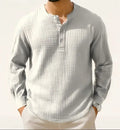 Men's slim fit long sleeve linen blend shirt with 3/4 sleeves in multiple colour options