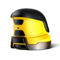 Yellow cordless electric car snow scraper with funnel shape and USB charging cable