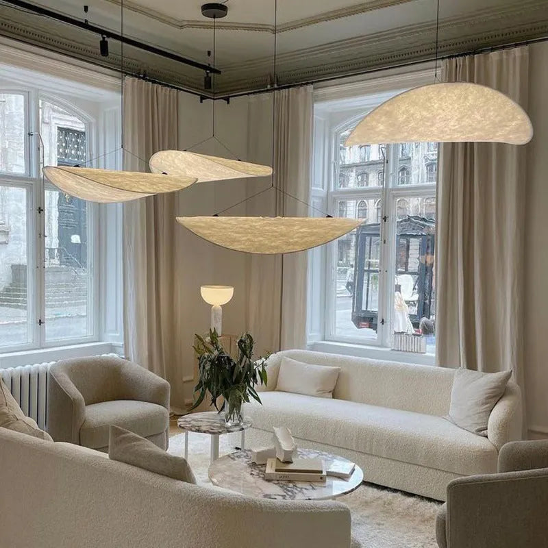 Art silk fabric chandelier ceiling light with multiple diameter size options for bedroom or living room