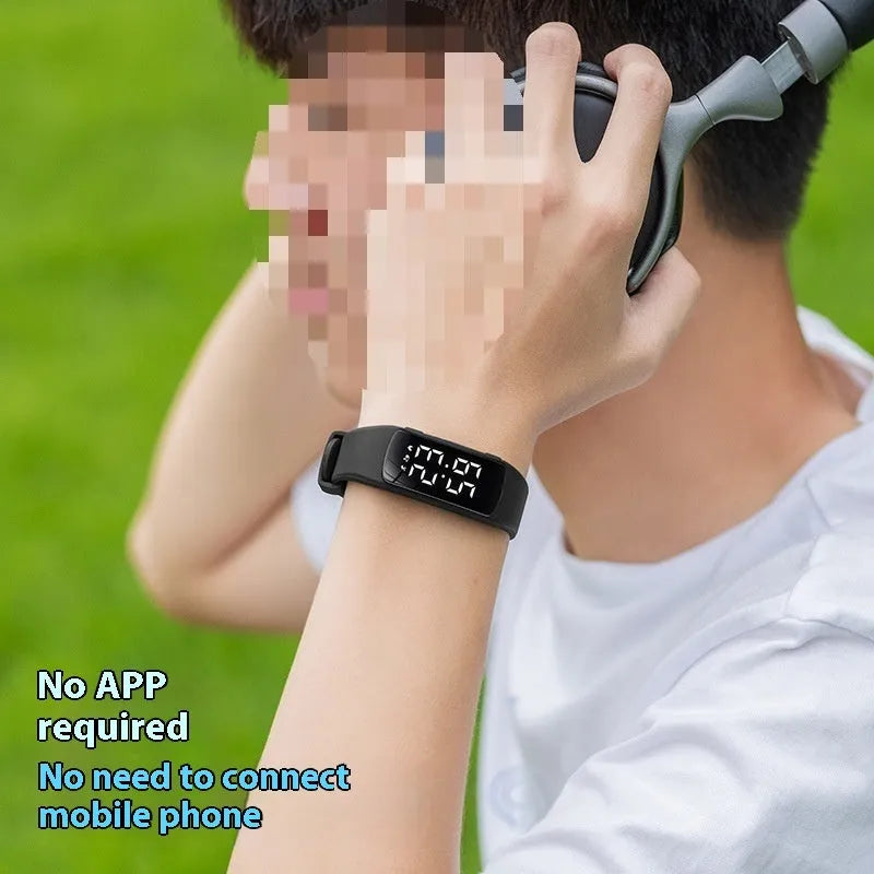 Smart waterproof vibration alarm watch with LED display on a silicone strap in various colours