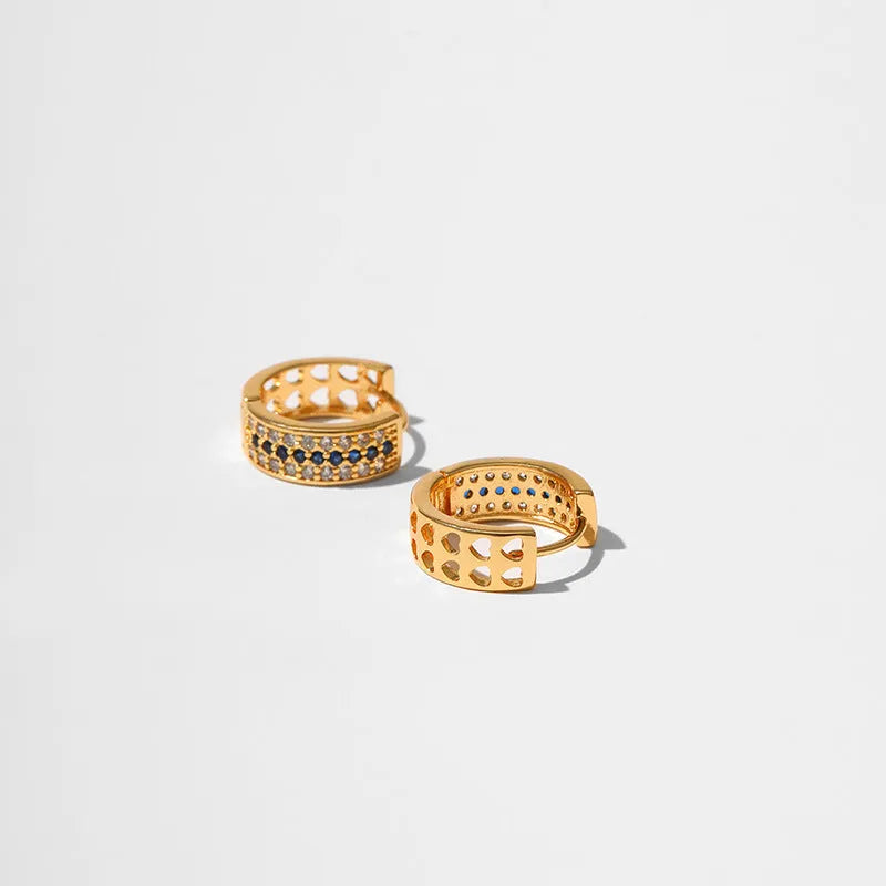Women's round geometric earrings in KE1268 colour with copper construction and gold electroplating
