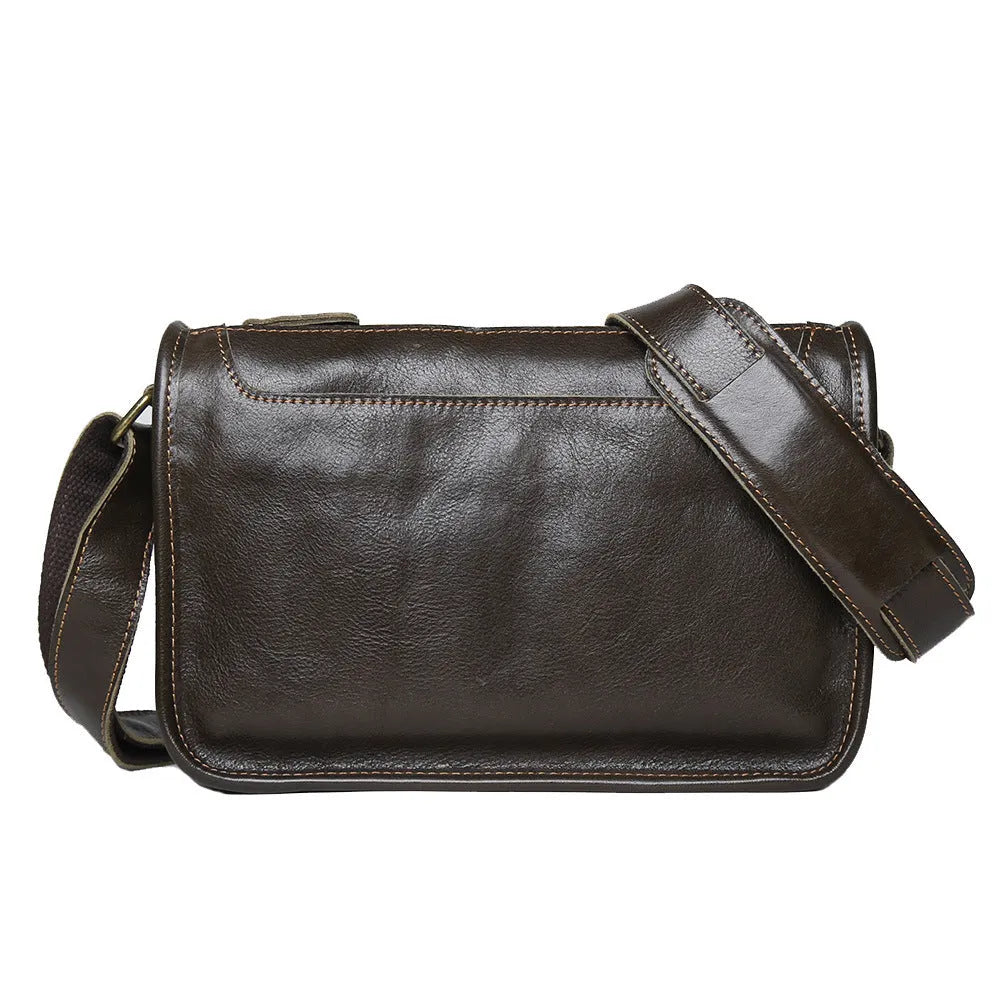 Men's genuine leather crossbody shoulder bag handmade in olive green colour
