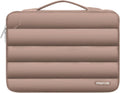 Velvet laptop bag with plaid pattern in light brown colour showing structured storage for 13.3-inch devices
