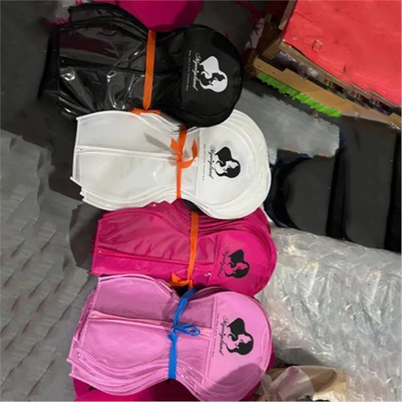 Non-woven zipper dustproof bag 29x60cm for wig storage in bedroom, black colour, with hook