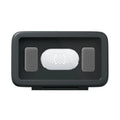 White waterproof phone holder mounted on bathroom tile showing mobile phone visible through clear front