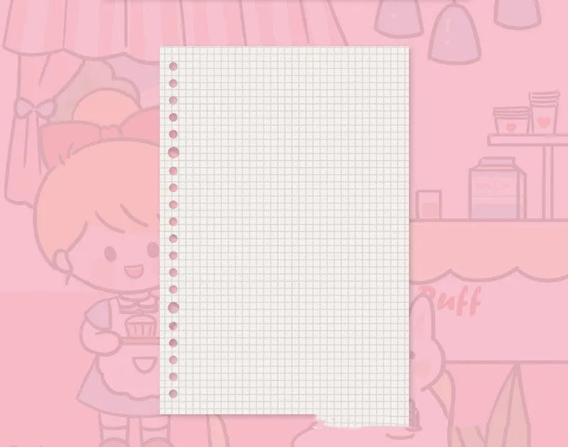 B5 replacement core notebook for detachable big coil binders with whimsical design options showing Snowman, Autumn Travel, Dessert House and Little Witch themes