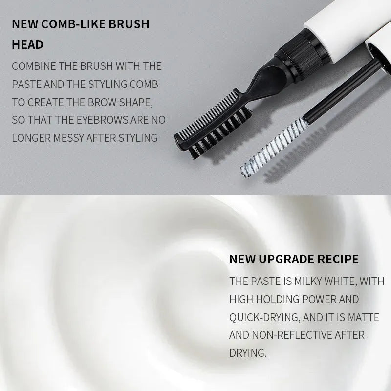 Eyebrow styling gel applicator in white or pink for natural brow shaping and long-lasting hold