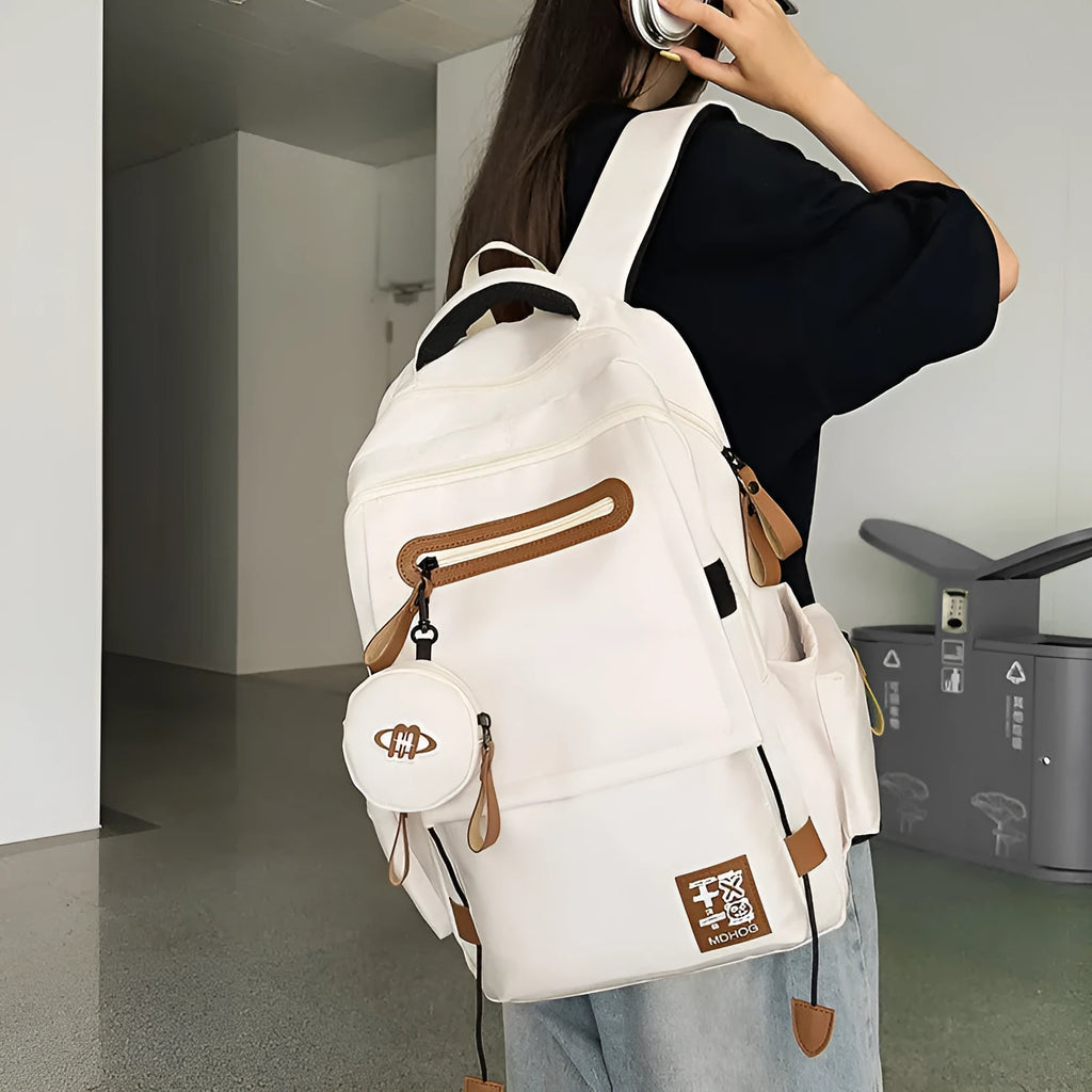 Waterproof nylon travel backpack with contrast stitching in five colour options