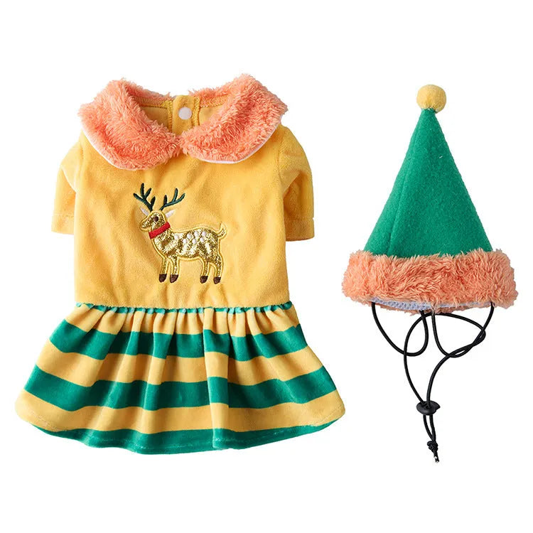 Pet costume set with skirt and accessories for dogs in Halloween or Christmas style, polyester
