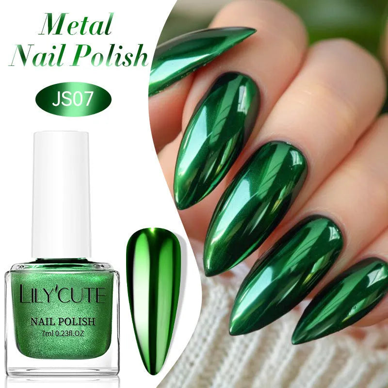 Quick-dry metallic mirror nail polish 7ml bottle in Morandi ice transparent macaron shades