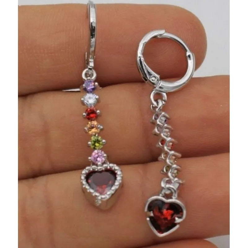 Heart-shaped women's earrings with electroplated gold finish on alloy base