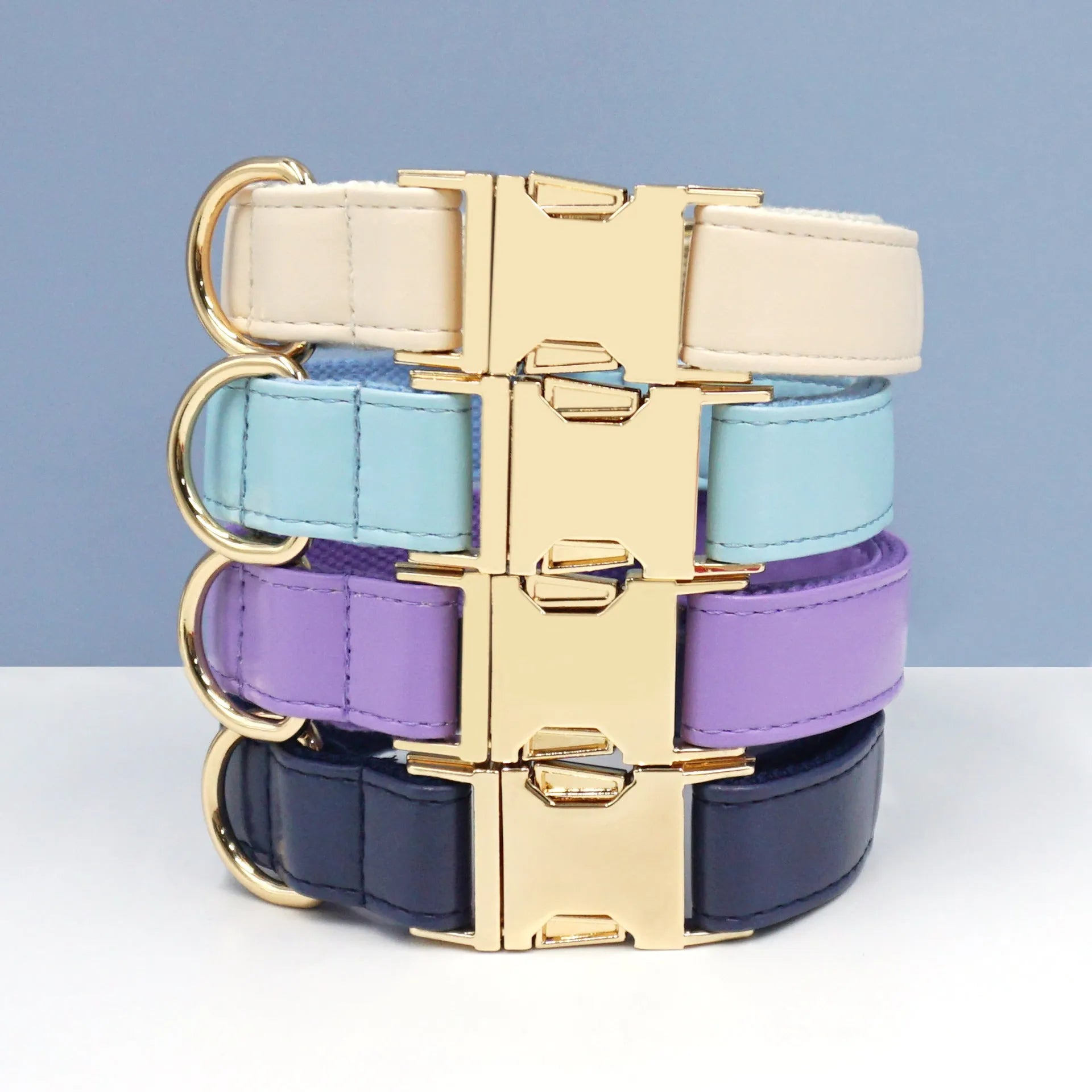 Leather dog collar with velvet finish and brass metal buckle in caramel colour option