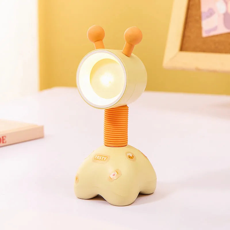 DIY cartoon character small night lamp with adjustable magnetic head in bear design on desk