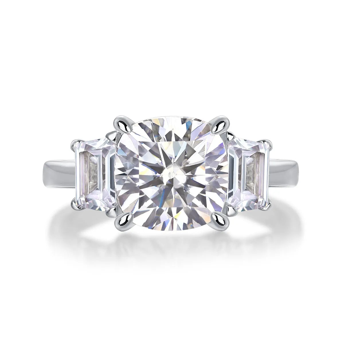Moissanite wedding ring set with 9x9mm square stone, S925 silver platinum plated, sizes 5-9, gift box