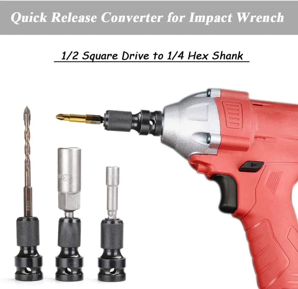 Scaling bit holder with telescopic sleeve for electric wrench square to hexagonal handle conversion