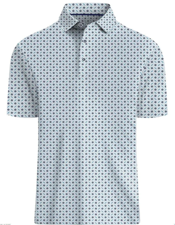 Men's short sleeve T-shirt with 3D printed patterns and zipper details on mesh fabric.