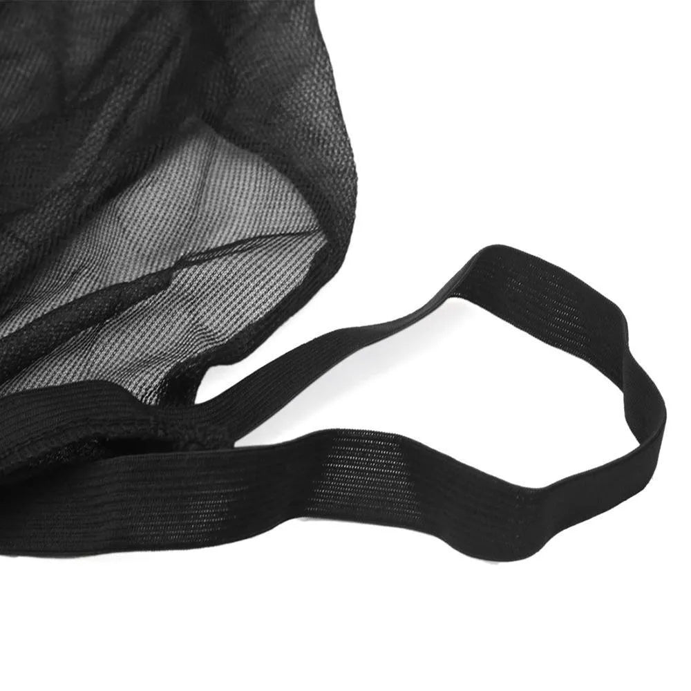 Stretchy non-woven mesh car side window sunshade installed on a vehicle door