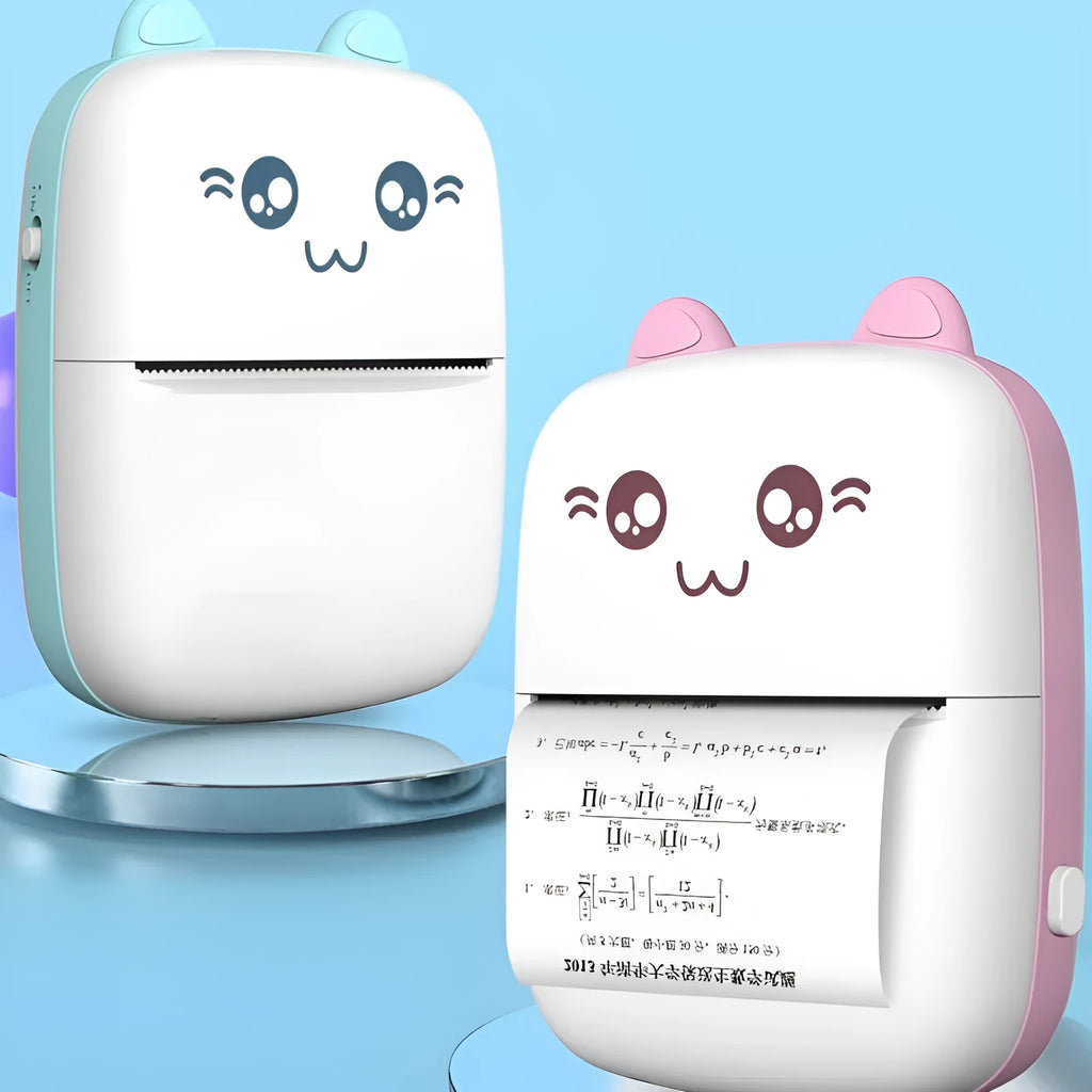 Mini portable Bluetooth thermal printer in green with dimensions 11x8x3.5cm and 160g weight