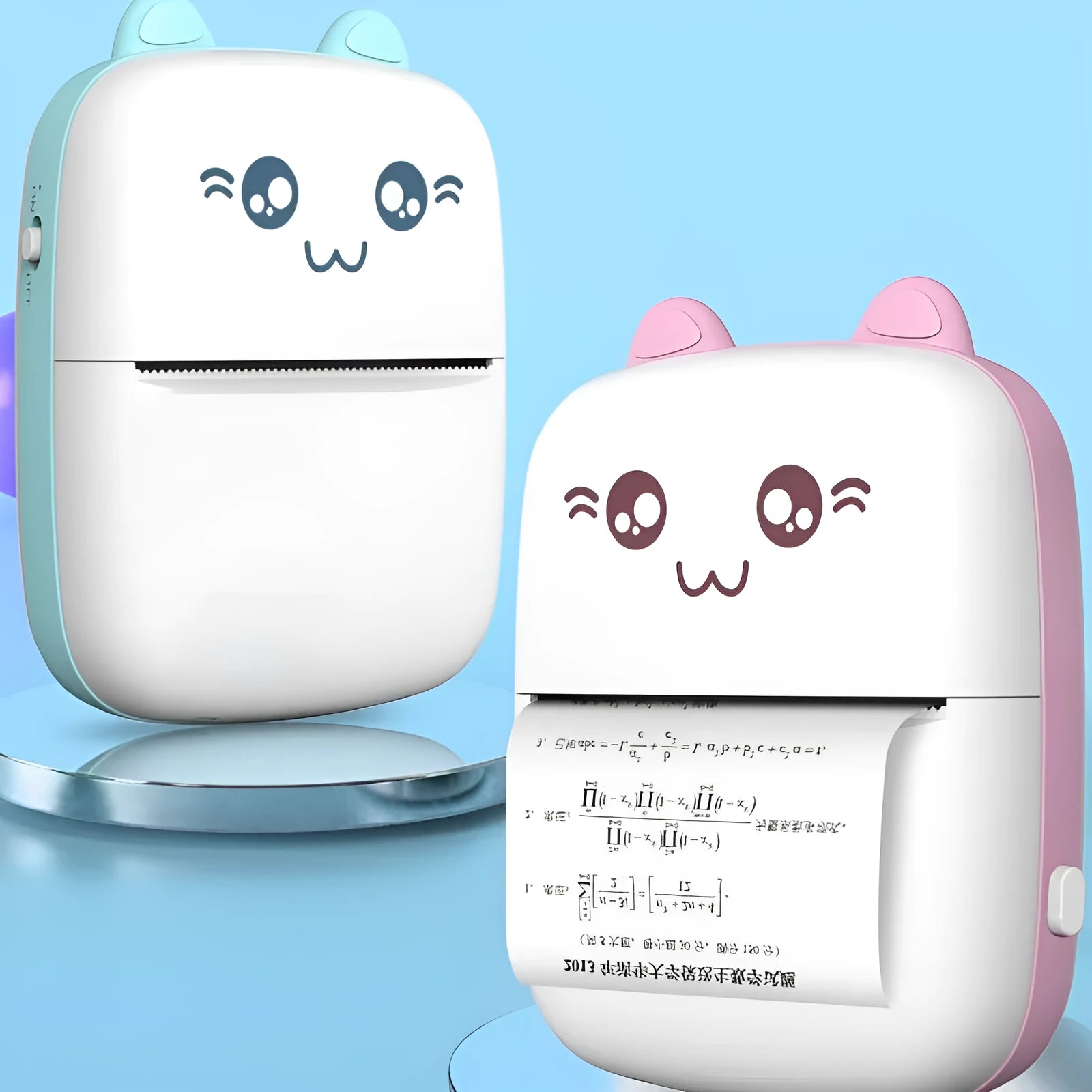 Mini portable Bluetooth thermal printer in green with dimensions 11x8x3.5cm and 160g weight