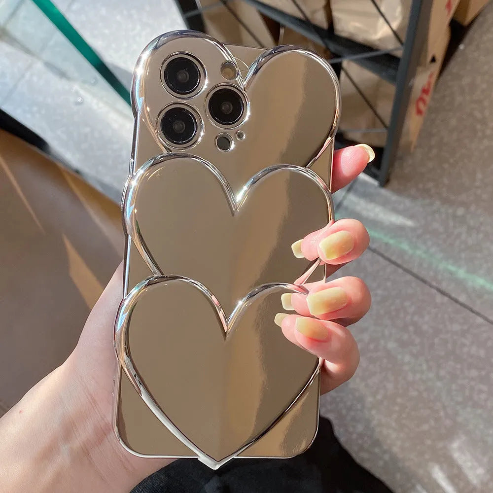 Electroplating love three-dimensional TPU phone case for iPhone with love motif on back