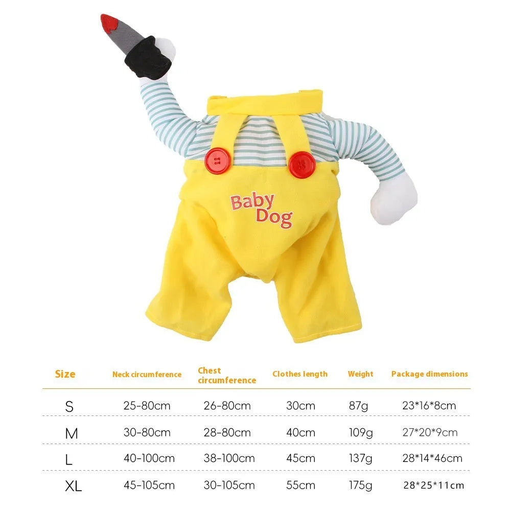 Yellow knife assassin themed cat costume with B02405 colour design in polyester