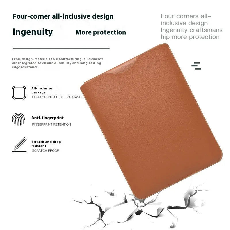 Four-piece leather edge protector set for notebooks in multiple colours with lock edge design