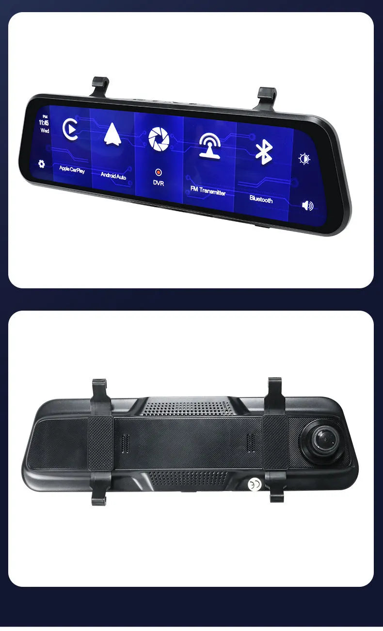 9-inch universal touch screen dual camera wireless car GPS navigation unit in black with HD display