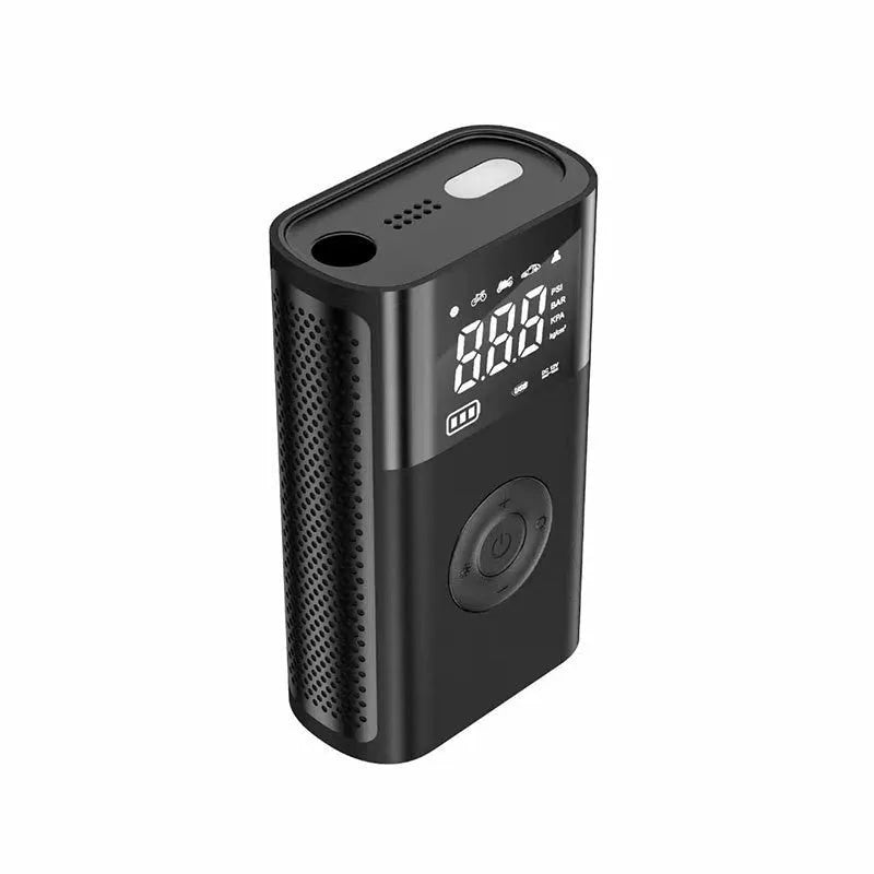Wireless digital display car tyre pump with accessories including bicycle nozzle and ball needle