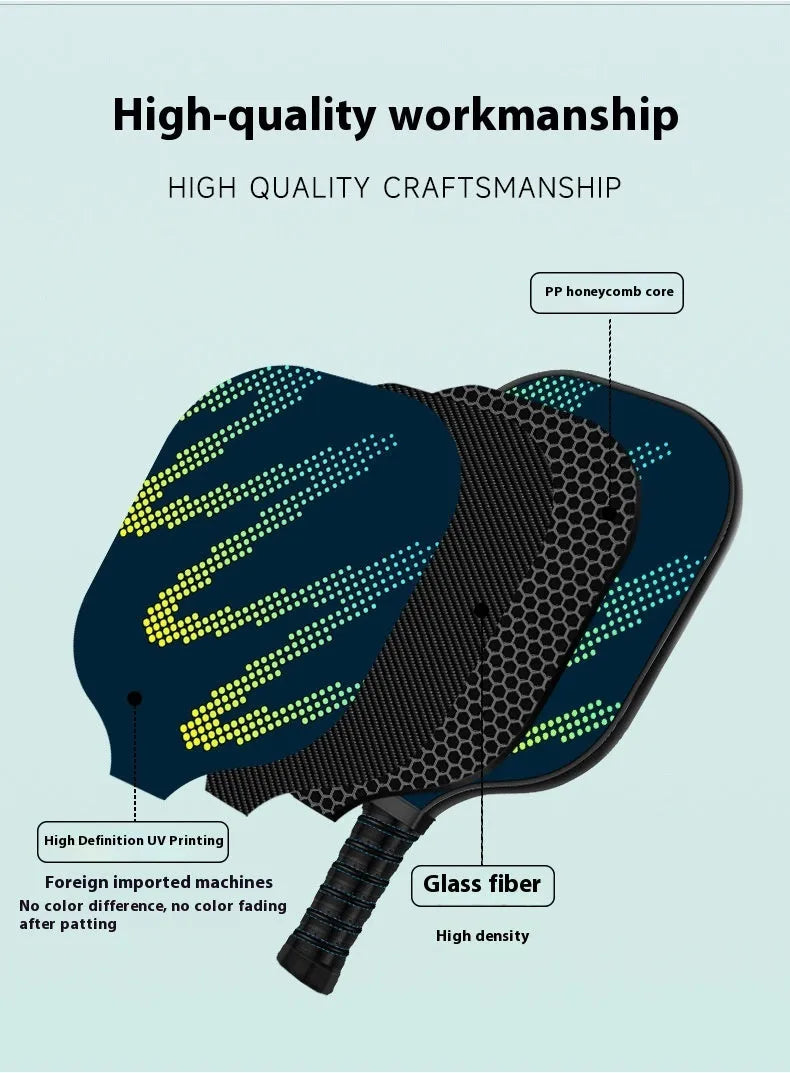 A high-density fibreglass table tennis racket for outdoor sports, complete set.